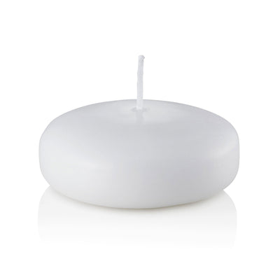 Large 3" Floating Candles, White, Unscented, Bulk-floating candles-TableTopLighting.com