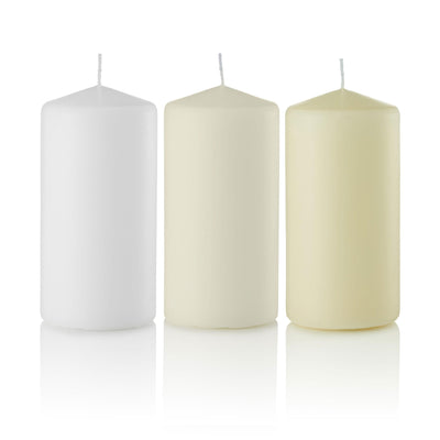 3 x 6 Pillar Candles, Unscented, Bulk Set of 12-pillar candles-TableTopLighting.com