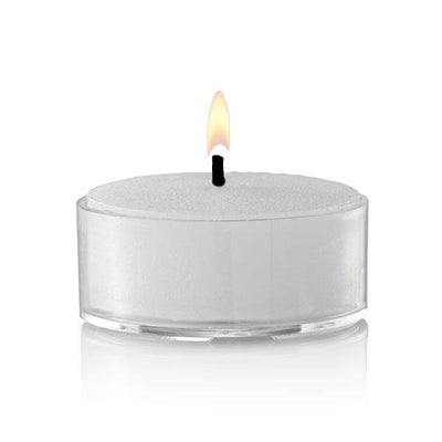 5 Hour Tealight Candles in Plastic Cups, White, Unscented, Set of 500-tealight candles-TableTopLighting.com