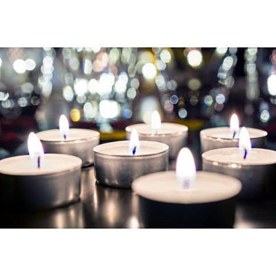 7 Hour Tealight Candles in Metal Cups, White, Unscented, Set of 400-tealight candles-TableTopLighting.com